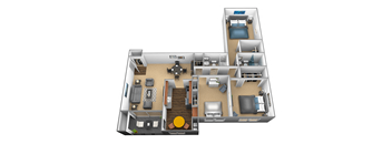 3 bedroom 2 bathroom floor plan at Ivy Hall Apartments*, Towson, MD