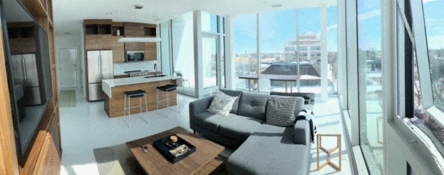 Kitchen and Living Room w/ view 2