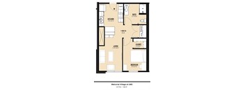 One bed 551 SF