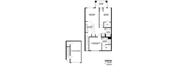 A floor plan of a home with a garage and a master bedroom suite.