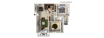 A series of images showing different room layouts for illustration purposes.
