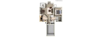 A floor plan of a house with a kitchen, living room, and bedrooms.
