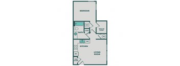 Floor plan 1B. One bedroom, one bath at Apex Meridian South Apartments in Englewood.