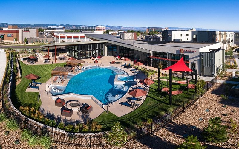 Chroma Apartments: Aerial of Clubhouse Chroma Apartments in Highlands Ranch Colorado - Photo Gallery