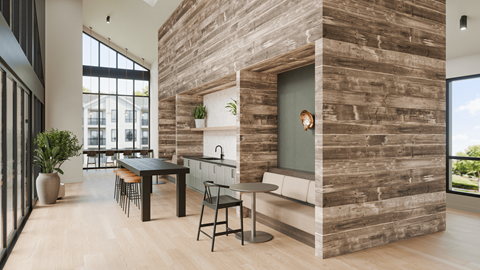 A co-work space amenity with plenty of seating at Bloom at Portola in Livermore.