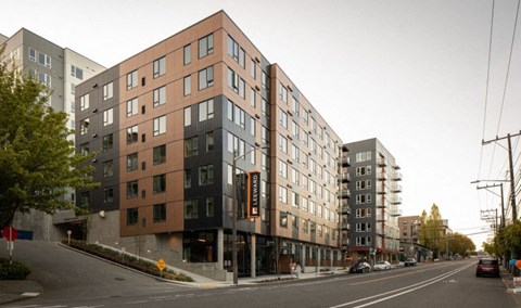 Exterior of Leeward Apartments in Seattle.