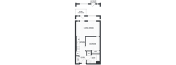 Floor plan 1A. One bedroom, one bath at Canopy Apartments in Shoreline.