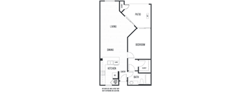 Floor plan 1C. One bedroom, one bath at Elan at River Oaks in San Jose.