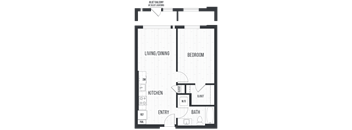 Floor plan 1C. One bedroom, one bath at Canopy Apartments in Shoreline.