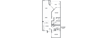 Floor plan 2B. Two bedroom, two bath at Elan at River Oaks in San Jose.
