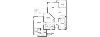 Floor plan 2C. Two bedroom, two bath at Elan at River Oaks in San Jose.