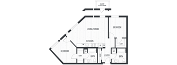 Floor plan 2F. Two bedroom, two bath at Canopy Apartments in Shoreline.