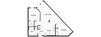 Floor plan 2H. Two bedroom, two bath at Canopy Apartments in Shoreline.