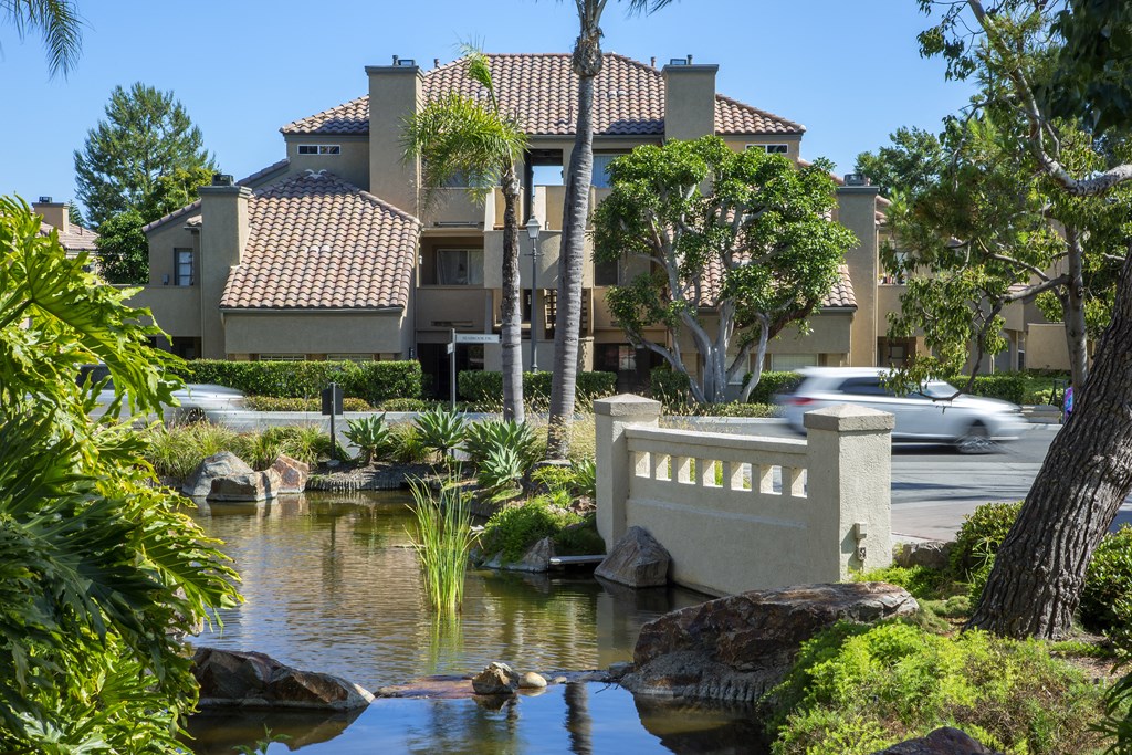 Serene waterfalls and streams throughout Seabrook Apartments in Dana Point