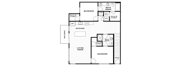 Floor plan 2C. Two bedroom, two bath at Compass Meridian Apartments in South Denver.
