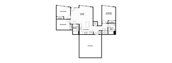 Townhome floor plan TH-3A-ADA. Three bedroom, two bath ADA townhome at Compass Meridian Apartments in South Denver.