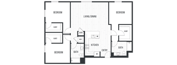 sixth and jackson apartments san jose floor plan 3B
