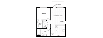 Floor plan 1B. A one bedroom, one bath at Chroma Apartments Highlands Ranch