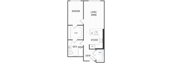 Floor plan 1L. One bedroom, one bath at Leeward Apartments in Seattle.