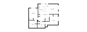 Floor plan 2A. A two bedroom, two bath floor plan at Chroma Apartments in Highlands Ranch