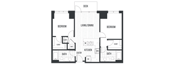 Floor Plan 2A. A two bedroom, two bath floor plan at The Quincy in Downtown Denver.
