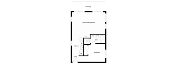 Floor plan CG. A studio, one bath floor plan at Chroma Apartments in Highlands Ranch