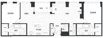 Penthouse 2801. A 2 bedroom, 2.5 bath penthouse floor plan at The Quincy in Downtown Denver.
