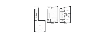 Floor plan T4. A three bedroom, two and a half bath townhome floor plan at Chroma Apartments in Highlands Ranch