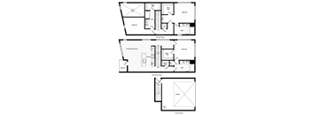Floor plan T6. A three bedroom, three bath townhome floor plan at Chroma Apartments in Highlands Ranch