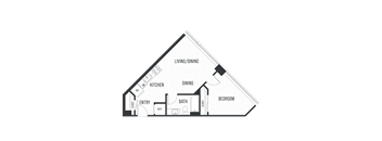 Floor plan 1C. One bedroom, one bath at Lofts on Monaco Apartments in Denver Tech Center.