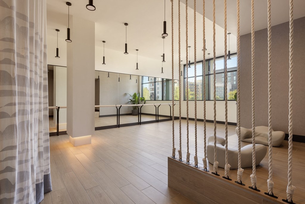 Yoga studio at Sixth & Jackson apartments in San Jose.