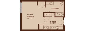 Floor Plan SA. Studio at The Audrey Apartments Highlands Ranch.