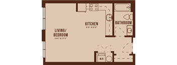Floor Plan SB. Studio at The Audrey Apartments Highlands Ranch.