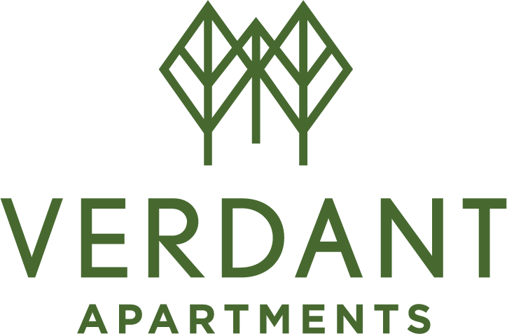 A logo with the text "VERDANT APARTMENTS" and a stylized tree design.