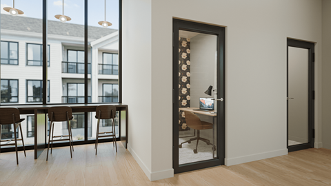 A work pod amenity  at Bloom at Portola in Livermore.