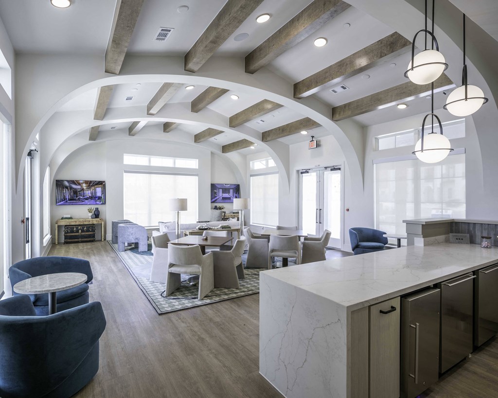 a view of the clubhouse from behind the kitchen