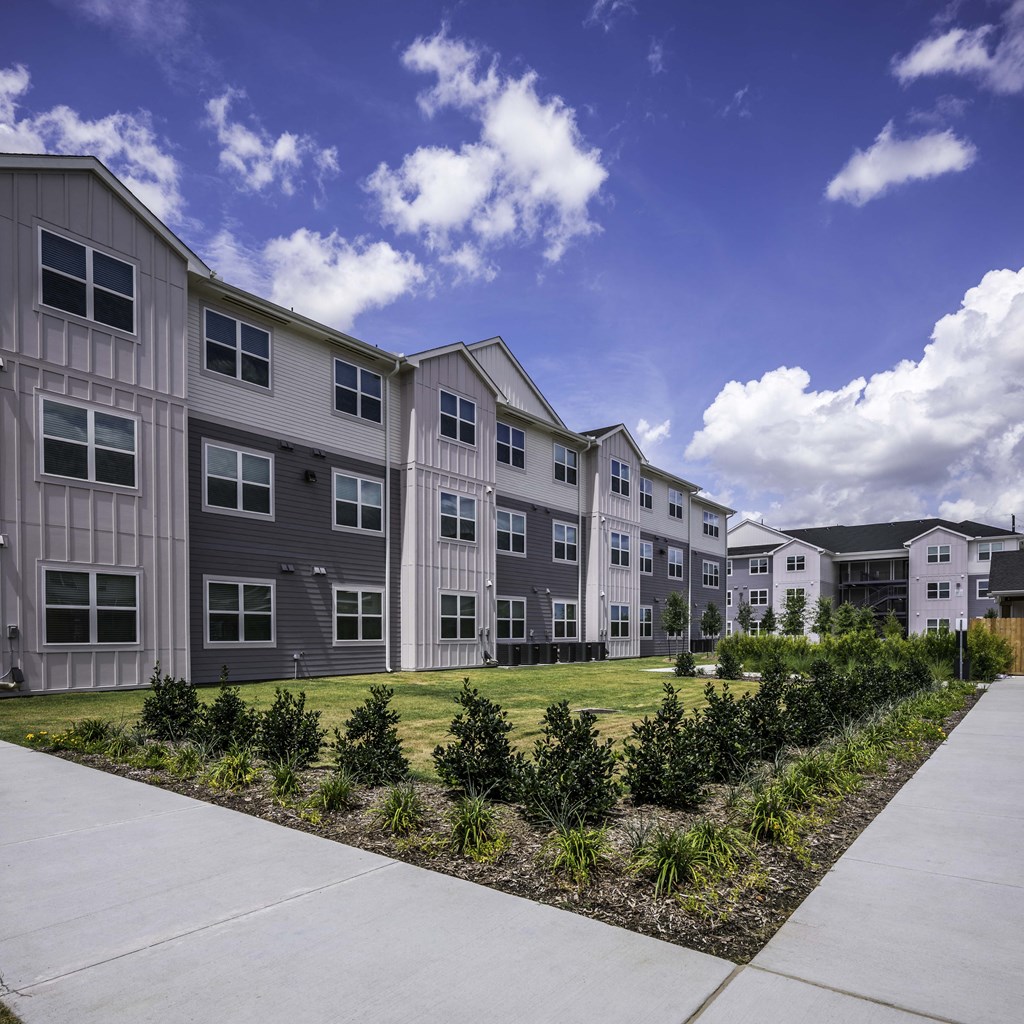 Building exterior with landscaping