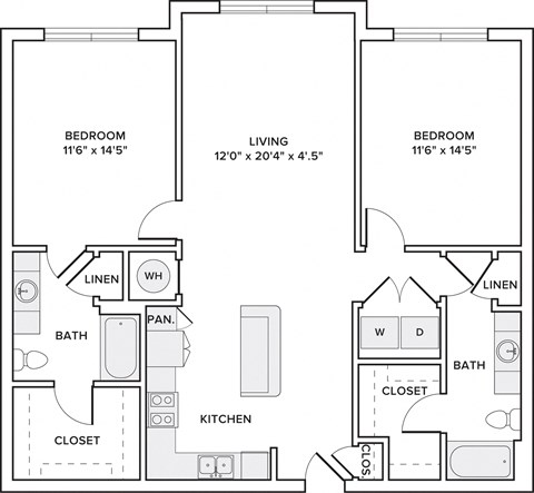 Two Bedroom Two Bath 1176square feet