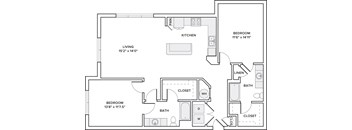 Two Bedroom Two Bath 1246 square feet