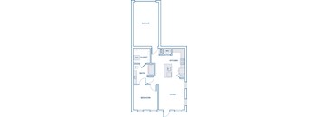 736 sqft one bed one bath floorplan image