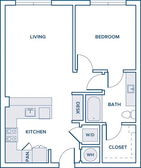 742 sqft one bed one bath floorplan image