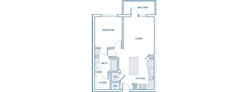 750-774 sqft one bed one bath floorplan image