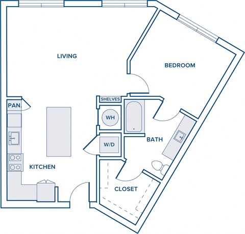 816 sqft one bed one bath floorplan image