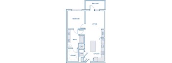 850-874 sqft one bed one bath floorplan image