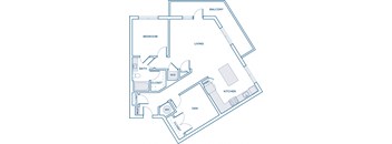 1055 sqft one bed one bath with den floorplan image