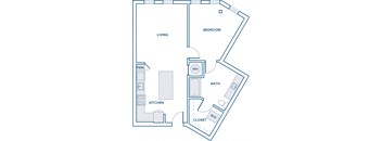 790 sqft one bed one bath floorplan image