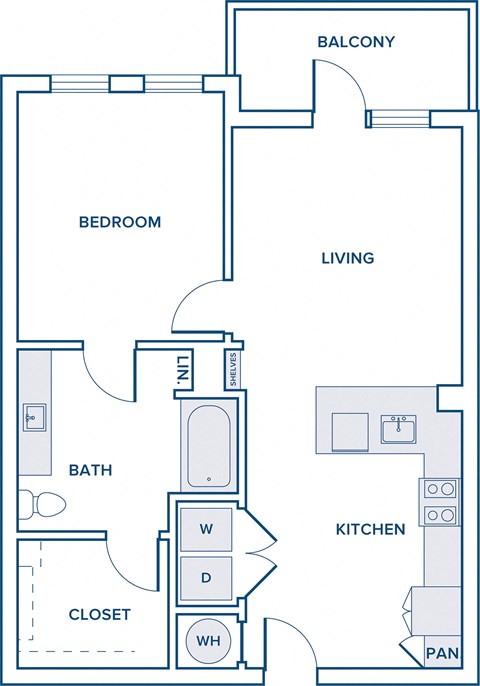 774 sqft one bed one bath floorplan image