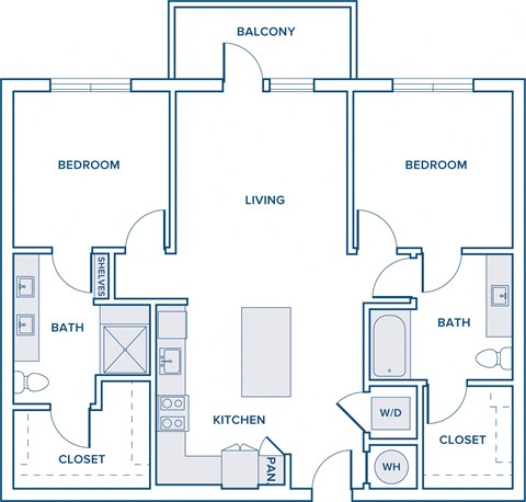 1050-1074 sqft two bed two bath floorplan imageplan of a bedroom apartment