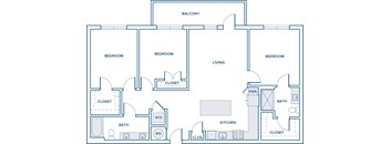 1352-1400 sqft three bed two bath floorplan
 image