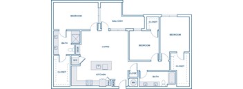 1546 sqft three bed two bath floorplan image